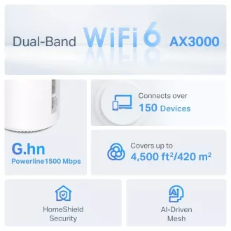 TP-Link Deco PX50 (2 paketa) WiFi6 Powerline Mesh (AX3000, 2,4 GHz/5 GHz, 3xGbELAN/WAN) TP-Link Deco PX50 (2 paketa) WiFi6 Powerline Mesh (AX3000, 2,4 GHz/5 GHz, 3xGbELAN/WAN)