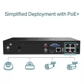 TP-Link VIGI NVR1004H-4P, video rekorder, 4 kanala, 4xPoE, 1xSATA, 1x100Mb/s LAN, 2xUSB2.0, 1xHDMI, 1xVGA