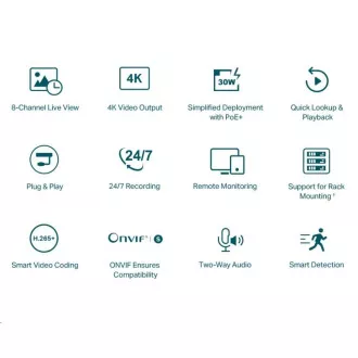 TP-Link VIGI NVR1008H-8P, video rekorder, 8 kanala, 8xPoE, 1x100Mb/s LAN, 1xVGA, 1xHDMI, 2xUSB2.0
