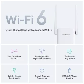 MERCUSYS ME70X WiFi6 ekstender/ponavljač (AX1800, 2,4 GHz/5 GHz, 1xGbELAN)