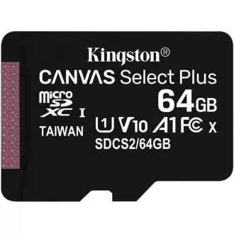 Kingston 64GB micSDXC Canvas Select Plus 100R A1 C10 kartica + SD adapter