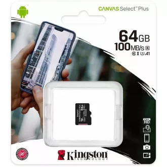 Kingston 64GB micSDXC Canvas Select Plus 100R A1 C10 kartica + SD adapter