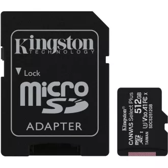 Kingston 512GB micSDXC Canvas Select Plus 100R A1 C10 kartica + SD adapter