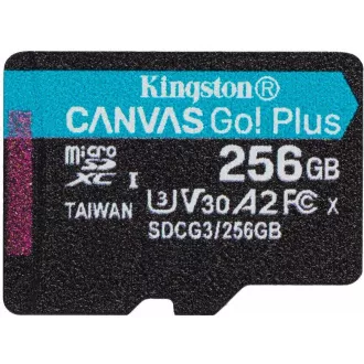 Kingston MicroSDXC kartica 256 GB Canvas Go! Plus, R:170/W:90MB/s, klasa 10, UHS-I, U3, V30, A2 + adapter