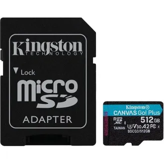 Kingston MicroSDXC kartica 512 GB Canvas Go! Plus, R:170/W:90MB/s, klasa 10, UHS-I, U3, V30, A2 + adapter - Rabljen Kingston MicroSDXC kartica 512 GB Canvas Go! Plus, R:170/W:90MB/s, klasa 10, UHS-I, U3, V30, A2 + adapter - Rabljen
