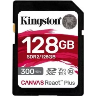 Kingston 128 GB Canvas React Plus SDXC UHS-II 300R / 260 W U3 V90 za Full HD / 4K / 8K