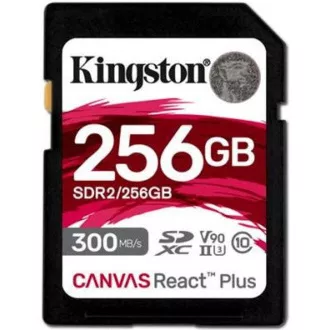 Kingston 256 GB Canvas React Plus SDXC UHS-II 300R / 260 W U3 V90 za Full HD / 4K / 8K