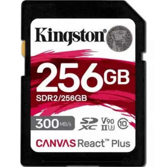 Kingston 256 GB Canvas React Plus SDXC UHS-II 300R / 260 W U3 V90 za Full HD / 4K / 8K