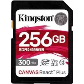 Kingston 256 GB Canvas React Plus SDXC UHS-II 300R / 260 W U3 V90 za Full HD / 4K / 8K
