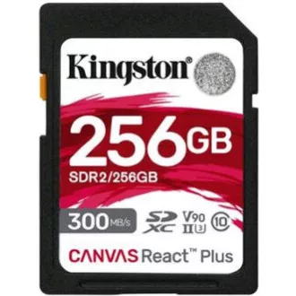 Kingston 256 GB Canvas React Plus SDXC UHS-II 300R / 260 W U3 V90 za Full HD / 4K / 8K