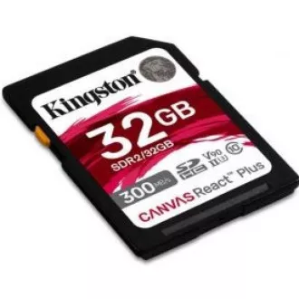 Kingston 32GB Canvas React Plus SDHC UHS-II 300R / 260W U3 V90 za Full HD / 4K / 8K