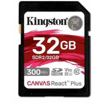 Kingston 32GB Canvas React Plus SDHC UHS-II 300R / 260W U3 V90 za Full HD / 4K / 8K