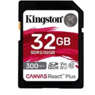 Kingston 32GB Canvas React Plus SDHC UHS-II 300R / 260W U3 V90 za Full HD / 4K / 8K