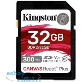 Kingston 32GB Canvas React Plus SDHC UHS-II 300R / 260W U3 V90 za Full HD / 4K / 8K