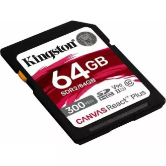 Kingston 64GB Canvas React Plus SDHC UHS-II 300R / 260W U3 V90 za Full HD / 4K / 8K