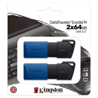 Kingston 64GB USB3.2 Gen 1 DataTraveler Exodia M (crna + plava) - 2 komada