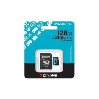 Kingston MicroSDXC kartica 128GB Canvas Go! Plus, R:200/W:160MB/s, Klasa 10, UHS-I, U3, V30, A2 + adapter
