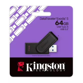 Kingston USB 3.2 Gen 1 USB memorijski ključ 64GB DataTraveler Exodia S (crni)
