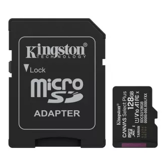Kingston MicroSDXC kartica 128GB Canvas Select Plus, U1, V10, A1, SD adapter
