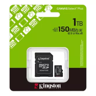 Kingston MicroSDXC kartica 1TB Canvas Select Plus, U3, V30, A1, SD adapter