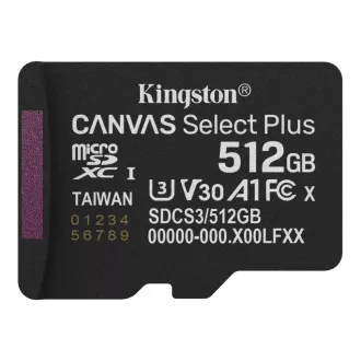 Kingston MicroSDXC kartica 512GB Canvas Select Plus, U3, V30, A1