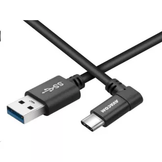 USB podatkovni i kabel za punjenje - USB Type-C, 100cm, 90° konektor, crni