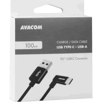 USB podatkovni i kabel za punjenje - USB Type-C, 100cm, 90° konektor, crni