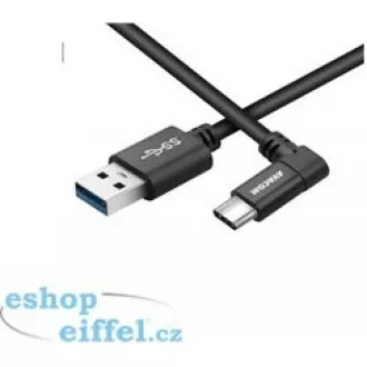 USB podatkovni i kabel za punjenje - USB Type-C, 100cm, 90° konektor, crni