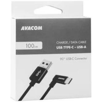 USB podatkovni i kabel za punjenje - USB Type-C, 100cm, 90° konektor, crni
