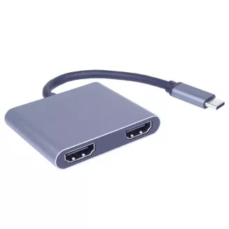 PremiumCord MST adapter USB-C na 2x HDMI, USB3.0, PD, 4K i FULL HD 1080p razlučivost