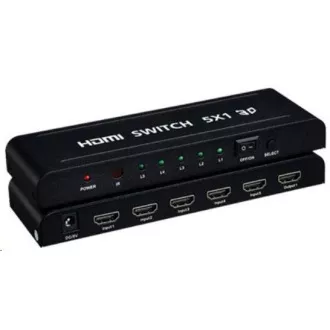 PREMIUMCORD HDMI prekidač 5:1 metalni s daljinskim upravljačem i adapterom za napajanje
