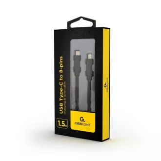 GEMBIRD Kabel USB 2.0 Type-C to Ligtning (CM/8pinM), 1.5m, podatkovni, crni