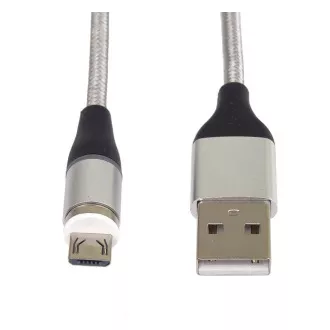 PremiumCord Magnetic micro USB i USB-C kabel za punjenje i prijenos podataka, 1 m, srebrni