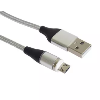 PremiumCord Magnetic micro USB i USB-C kabel za punjenje i prijenos podataka, 1 m, srebrni