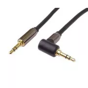 PremiumCord HQ oklopljeni kabel stereo Jack 3.5mm - Jack 3.5mm pod kutom od 90°, 3m