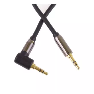 PremiumCord HQ oklopljeni kabel stereo Jack 3.5mm - Jack 3.5mm pod kutom od 90°, 3m