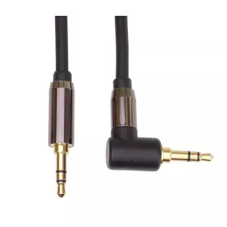PremiumCord HQ oklopljeni kabel stereo Jack 3.5mm - Jack 3.5mm pod kutom od 90°, 3m