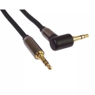 PremiumCord HQ oklopljeni kabel stereo Jack 3.5mm - Jack 3.5mm pod kutom od 90°, 3m