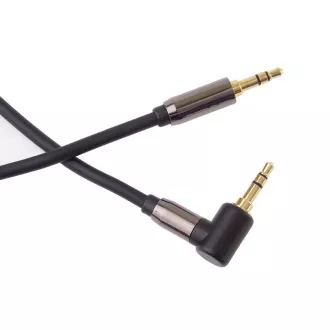 PremiumCord HQ oklopljeni kabel stereo Jack 3.5mm - Jack 3.5mm pod kutom od 90°, 3m
