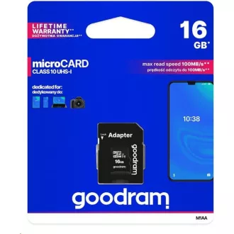 GOODRAM MicroSDHC kartica 16GB M1AA, UHS-I Class 10, U1 + adapter