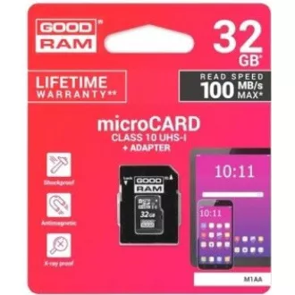 GOODRAM MicroSDHC kartica 32GB M1AA, UHS-I Class 10, U1 + adapter