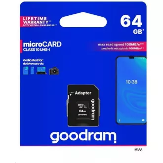 GOODRAM MicroSDXC kartica 64GB M1AA, UHS-I Class 10, U1 + adapter