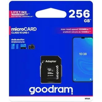 GOODRAM microSDXC kartica 256 GB M1AA (R: 100 / W: 10 MB / s), UHS-I Class 10, U1 + adapter