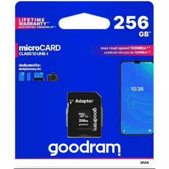 GOODRAM microSDXC kartica 256 GB M1AA (R: 100 / W: 10 MB / s), UHS-I Class 10, U1 + adapter