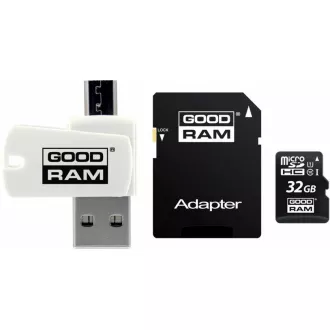 GOODRAM microSDHC kartica 32 GB M1A4 Sve u jednom (R: 100 / W: 10 MB / s), UHS-I Class 10, U1 + Adapter + OTG čitač kartica