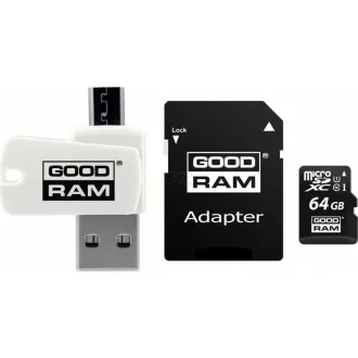 GOODRAM microSDXC kartica 64 GB M1A4 Sve u jednom (R: 100 / W: 10 MB / s), UHS-I Class 10, U1 + Adapter + OTG čitač kartica