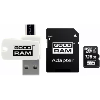 GOODRAM microSDXC kartica 128 GB M1A4 Sve u jednom (R: 100 / W: 10 MB / s), UHS-I Class 10, U1 + Adapter + OTG čitač kartica