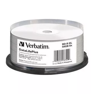 VERBATIM BD-R (pakiranje od 25) Blu-Ray / vreteno / DL + / 6x / 50 GB / ŠIROKI ISPISI BEZ ID POVRŠINE Tvrdi premaz