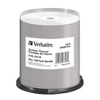 VERBATIM CD-R (paket od 100) vreteno / AZO / 52x / 700 MB / termički ispis bez ID marke