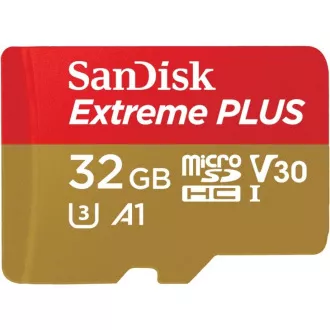 SanDisk MicroSDHC kartica 32GB Extreme PLUS (10MB/s, UHS-I V30, Rescue Pro Deluxe) + adapter